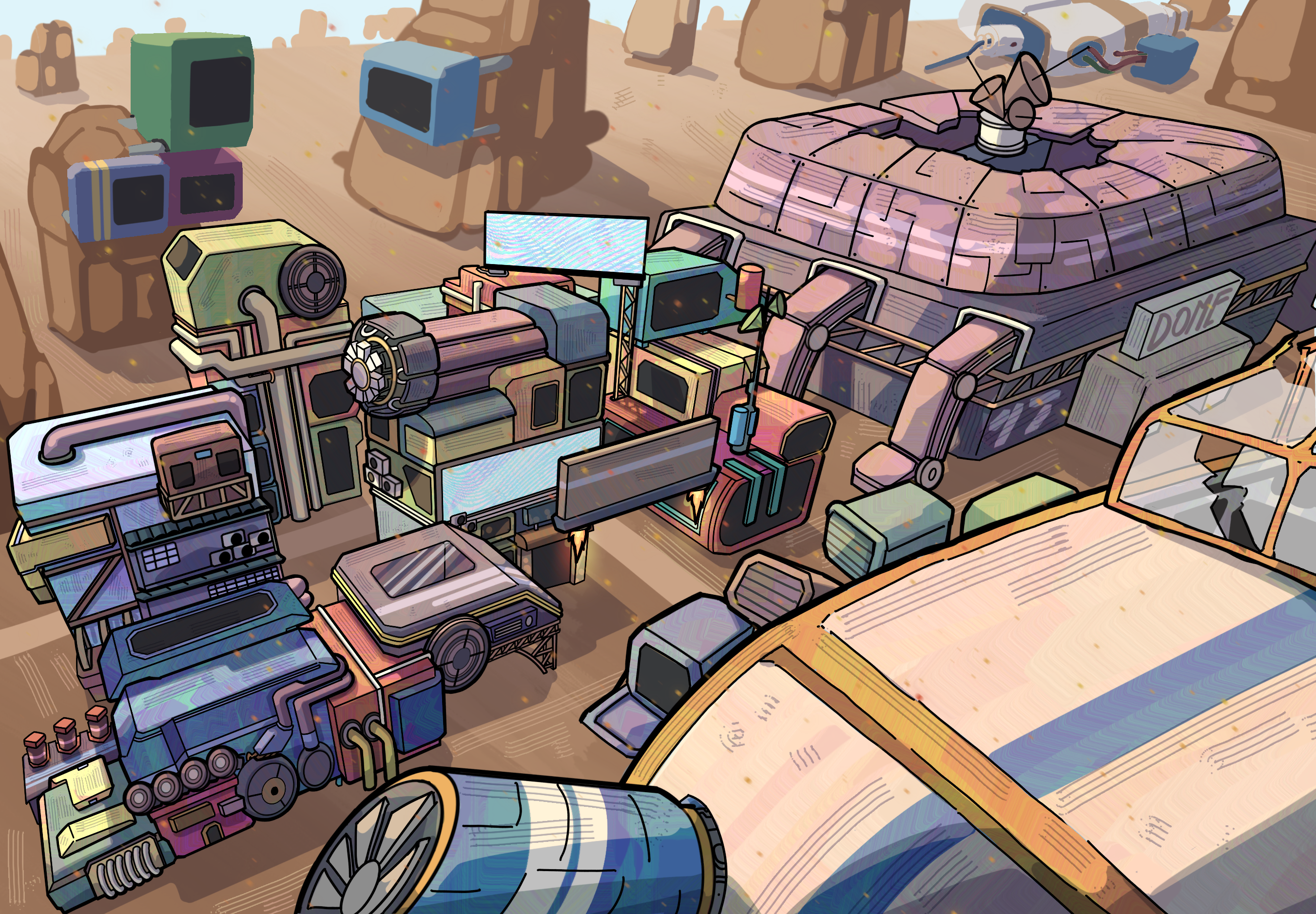 Rusty rampage key art showcasing building and environment